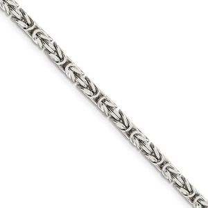 3.25mm, Sterling Silver, Solid Byzantine Chain Necklace, 28 Inch